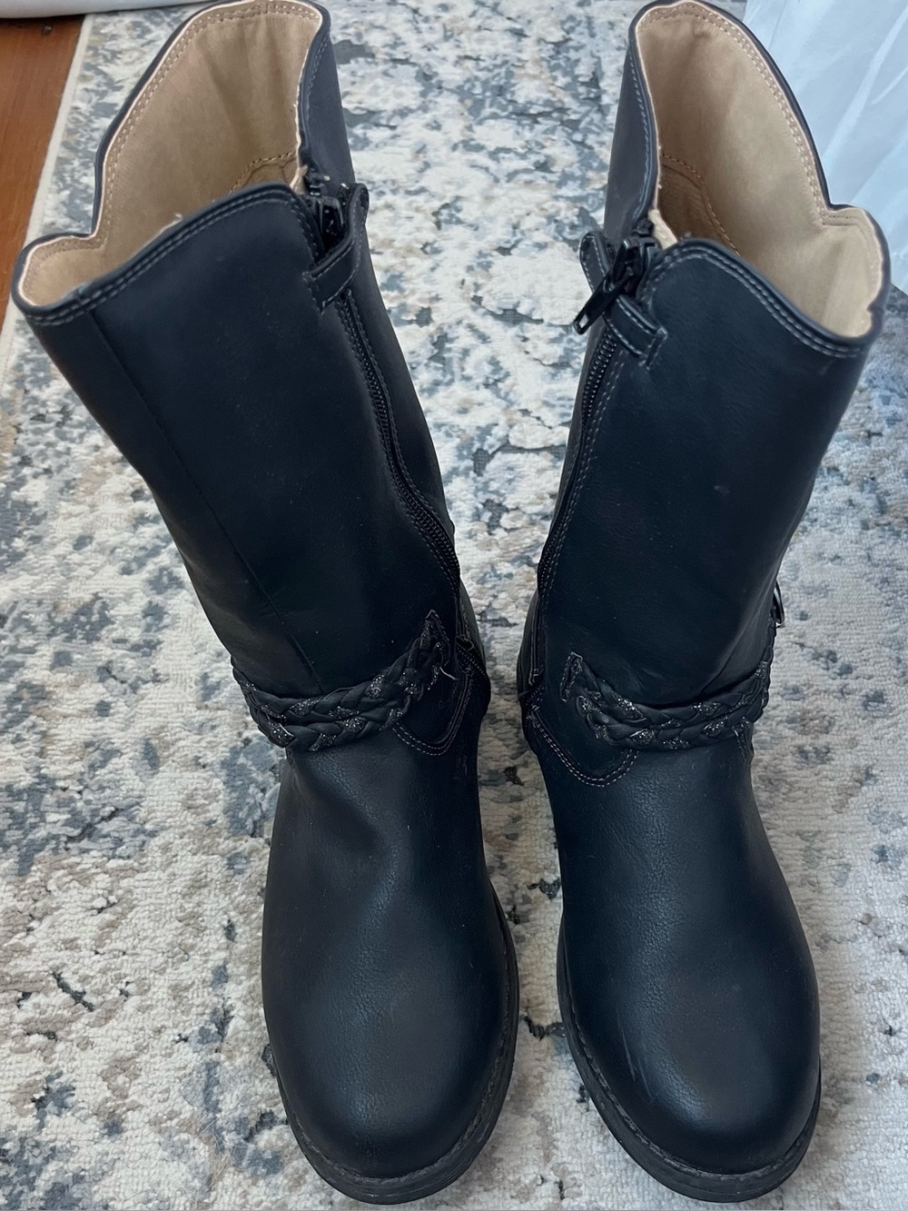 Hanna Andersson Black Braided Strap Kids Boots